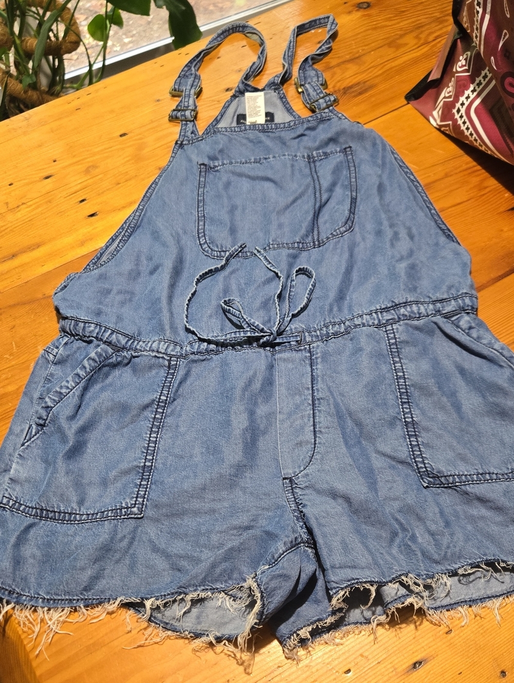 American Eagle Outfitters Blue Denim  Overall Romper Sz M